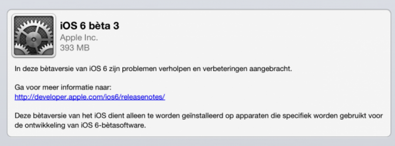 iOS 6 bèta 3 nu beschikbaar voor ontwikkelaars