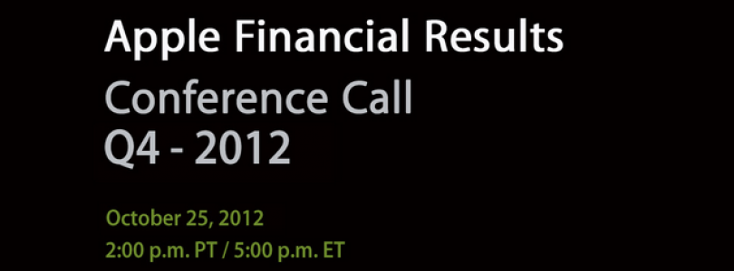 Apple presenteert financiële resultaten Q4 – 2012 op 25 oktober