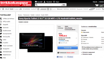 Sony Xperia Tablet Z verschijnt voor €799 op website Finse retailer