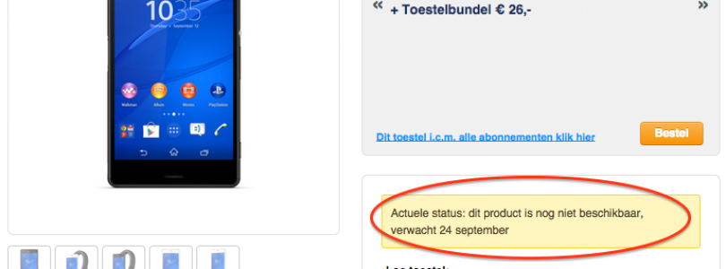 Xperia Z3 en Xperia Z3 Compact eind september leverbaar