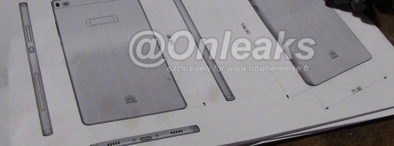 Schematische tekening van Huawei P8 verschijnt online