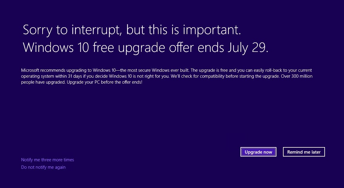 windows 10 notificatie