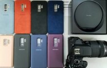 Foto toont cases en Qi-lader voor Samsung Galaxy S9+