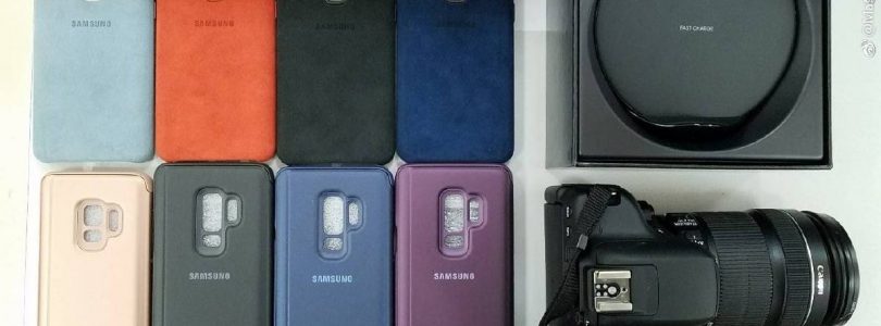 Foto toont cases en Qi-lader voor Samsung Galaxy S9+